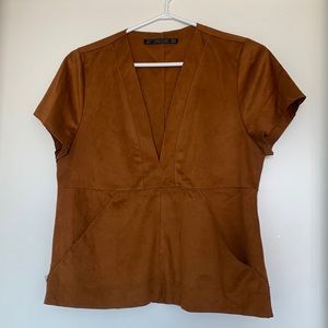 Zara Brown Suede Shirt